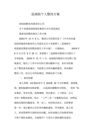 巡视组个人整改方案