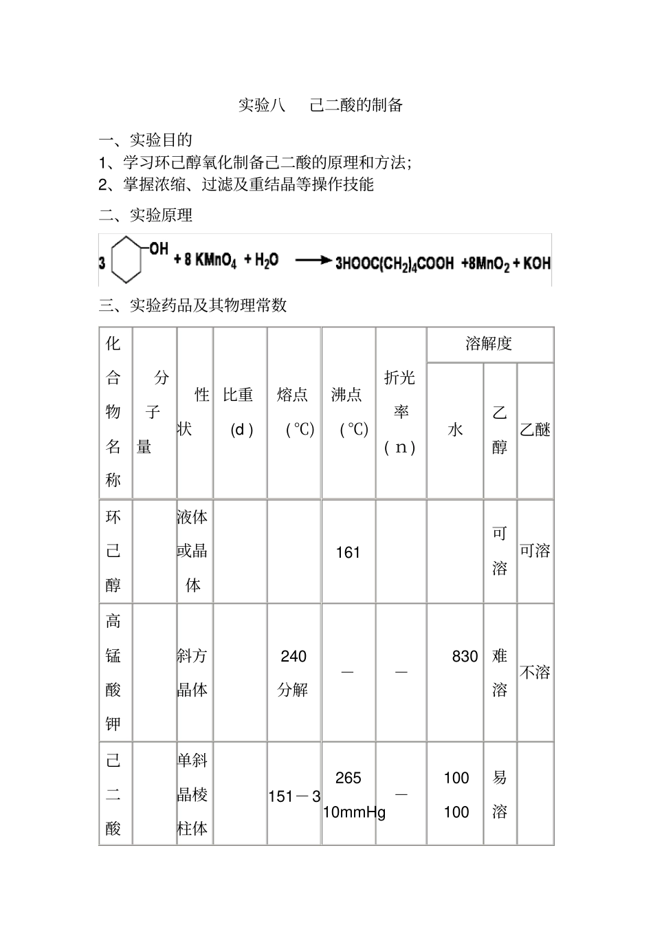 己二酸的制备试验报告53881_第1页