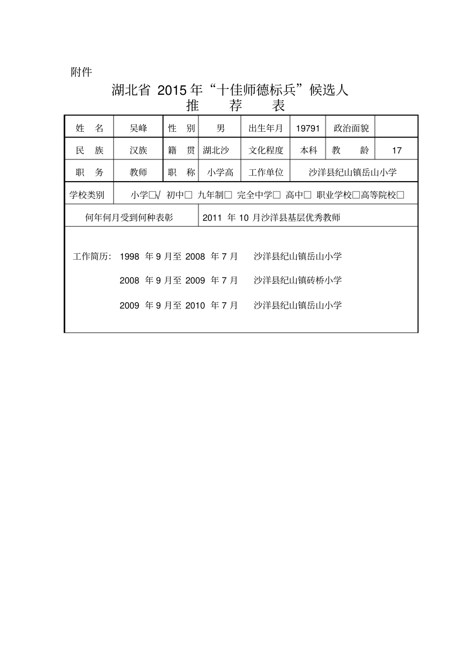 师德标兵推荐表_第1页