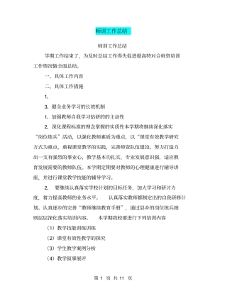 师训工作总结【可编辑版】