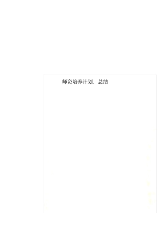 师资培养计划、总结