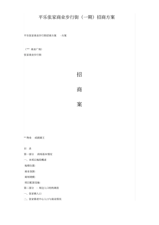 平乐张家镇商业步行街招商的方案