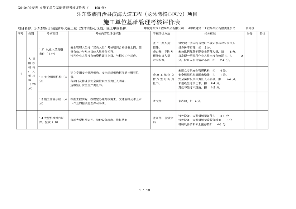 平安工地检查表格_第1页