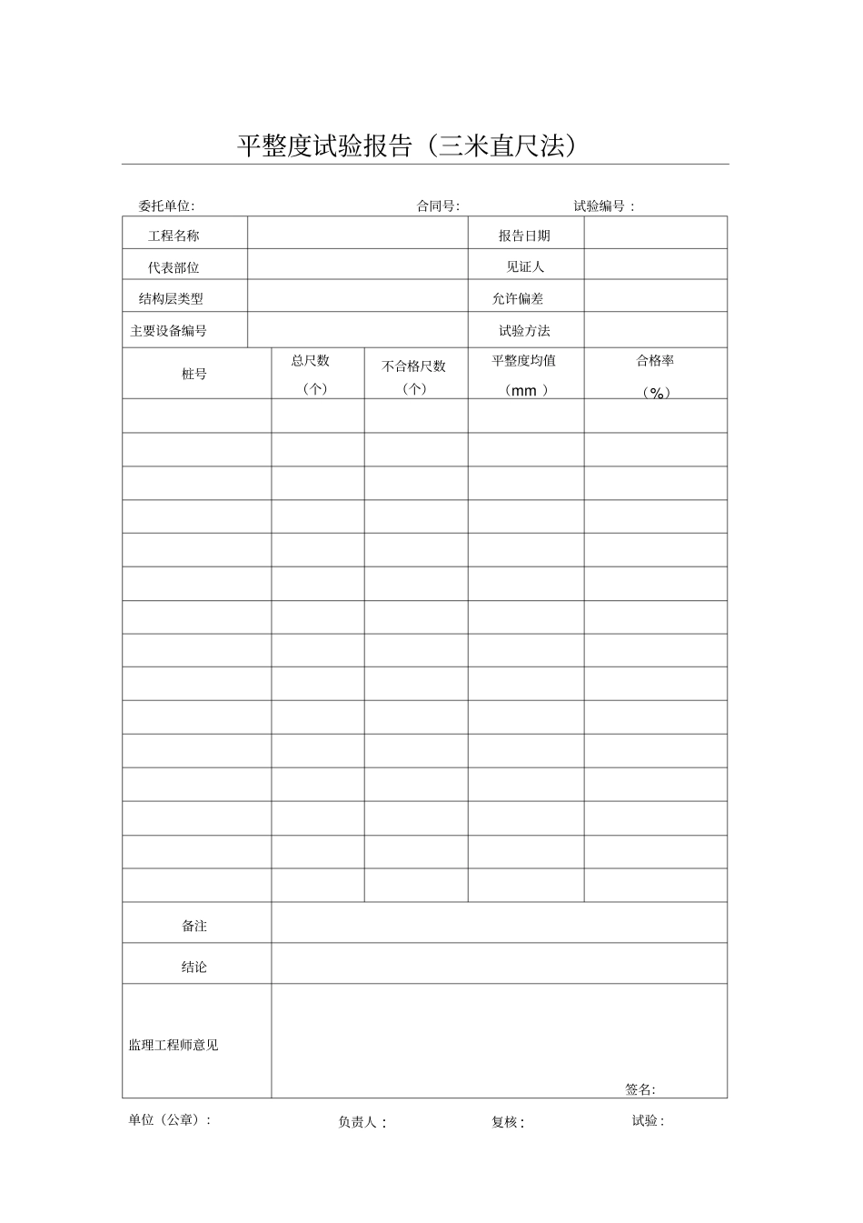 平整度试验报告三米直尺法_第1页