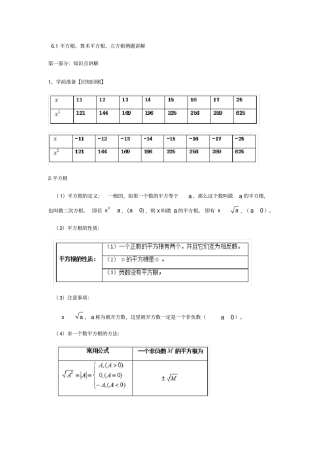 平方根、算术平方根、立方根重点例题讲解