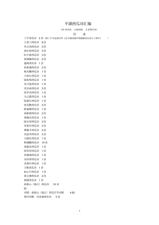 平湖西瓜诗汇编