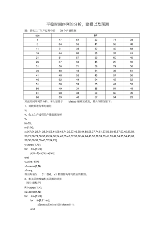 平稳时间序列的分析,建模以及预测