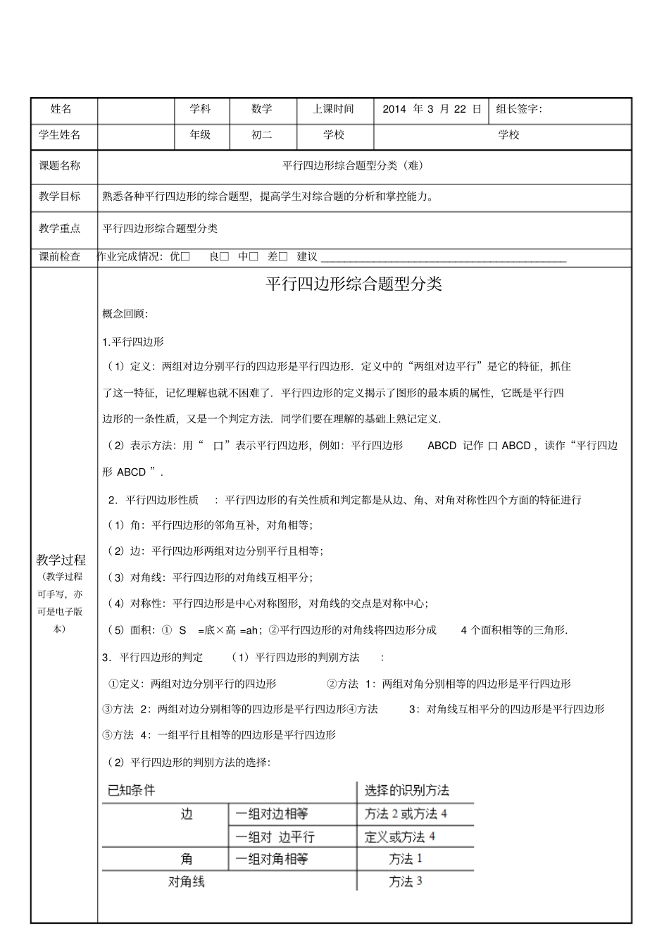 平行四边形综合题型分类较难_第1页