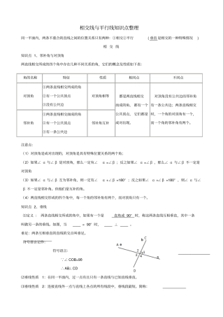 平行线与相交线知识点+题型分类练习