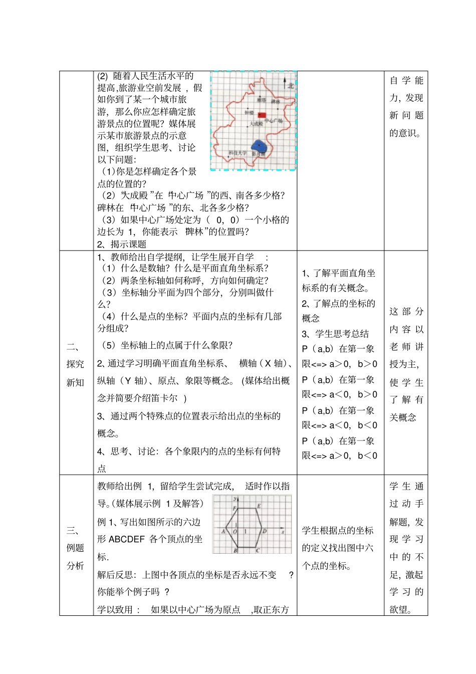 平面直角坐标系教学设计_第3页