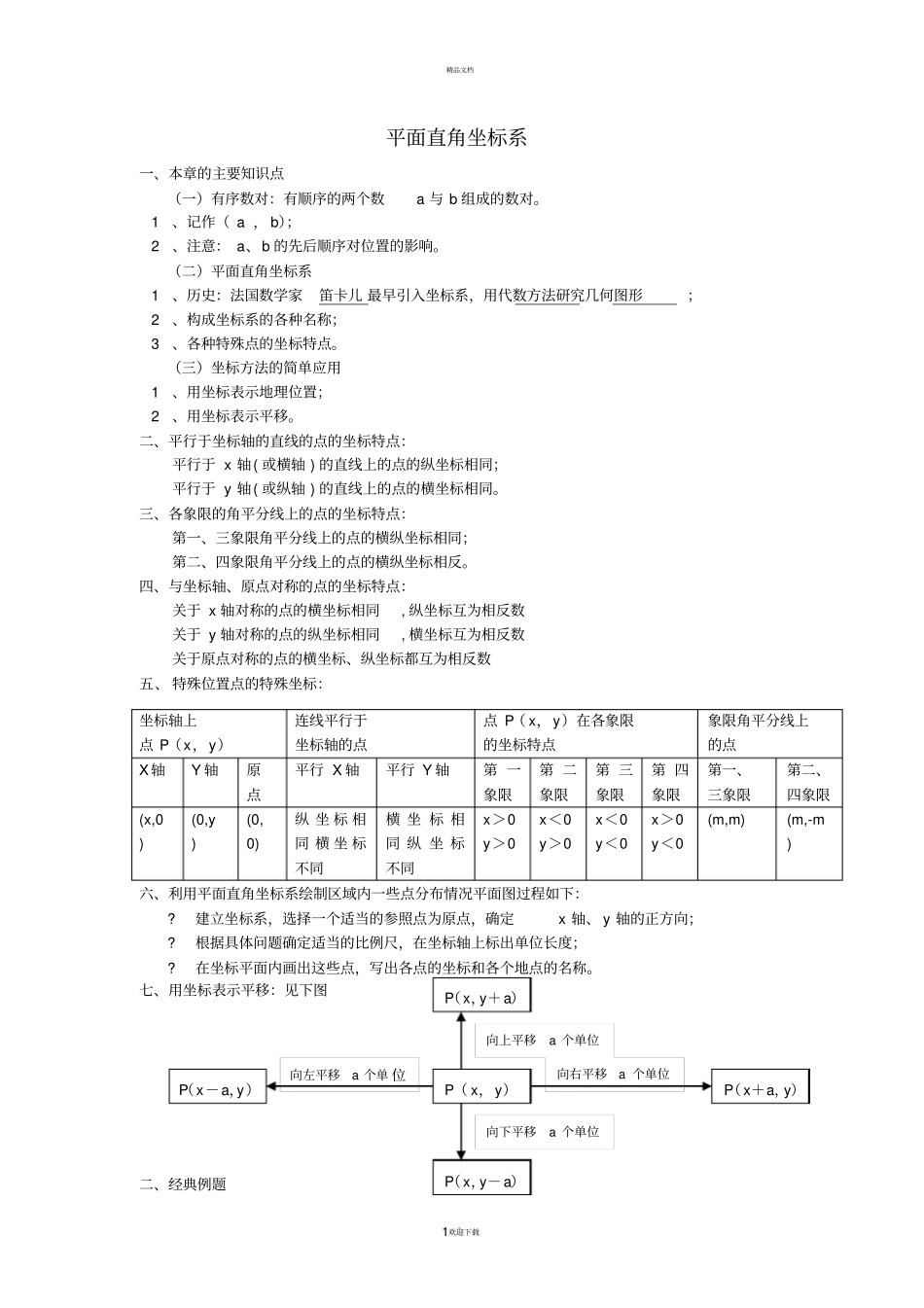 平面直角坐标系讲义_第1页