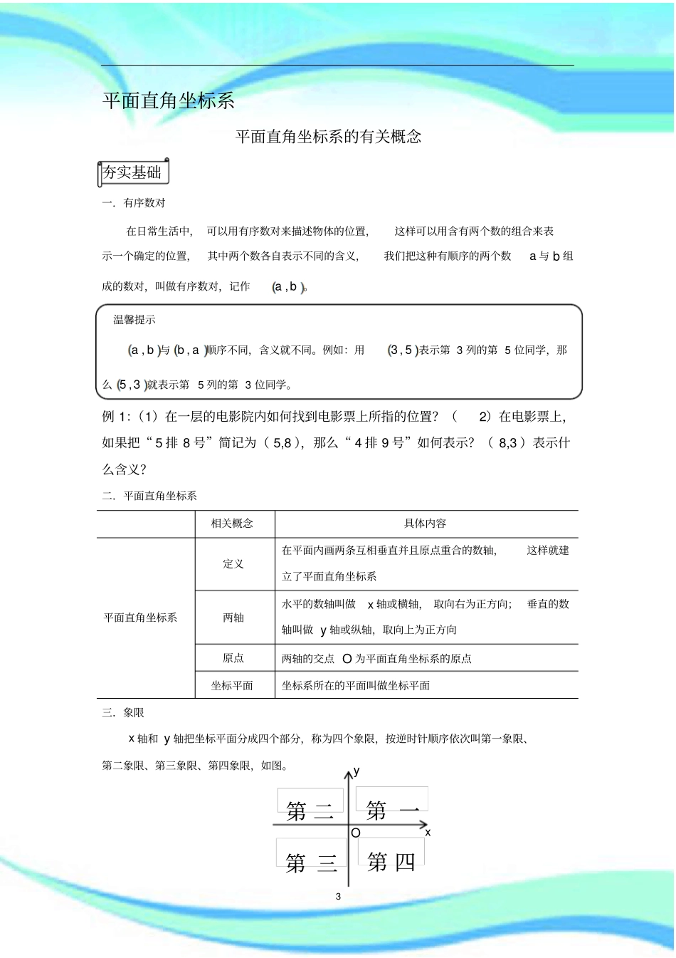 平面直角坐标系知识点汇总_第3页