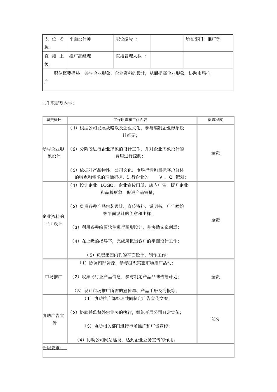 平面设计师职位说明书_第1页