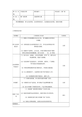 平面设计师职位说明书