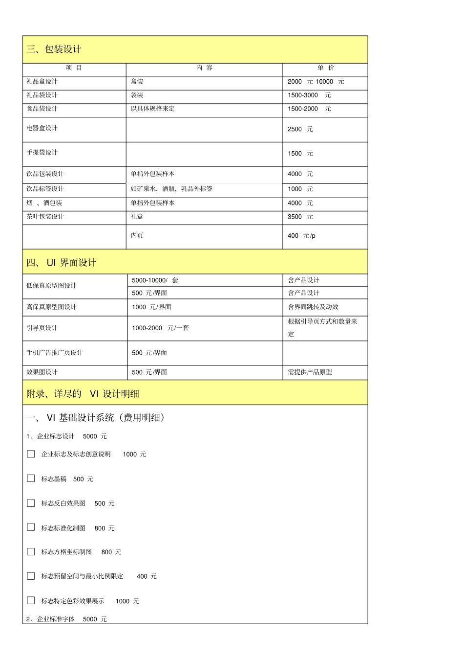 平面设计收费价格表_第2页