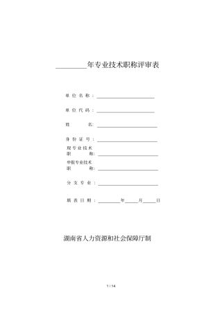 年专业技术职称评审表
