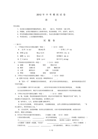 年中考语文模拟习题