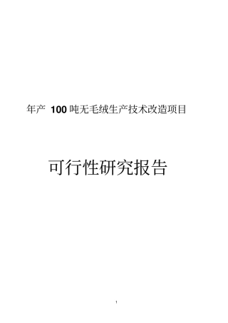 年产100吨无毛绒生产技术改造项目可行性研究报告