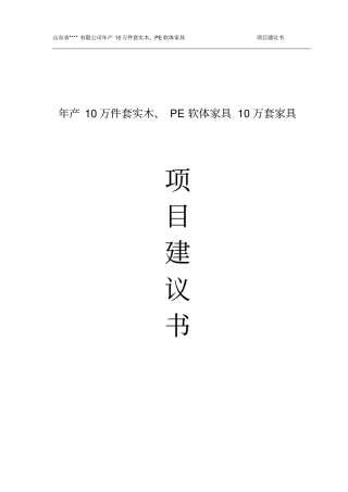 年产10万件套实木pe软体家具10万套家具项目可行性研究报告