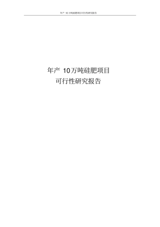 年产10万吨硅肥项目可行性研究报告