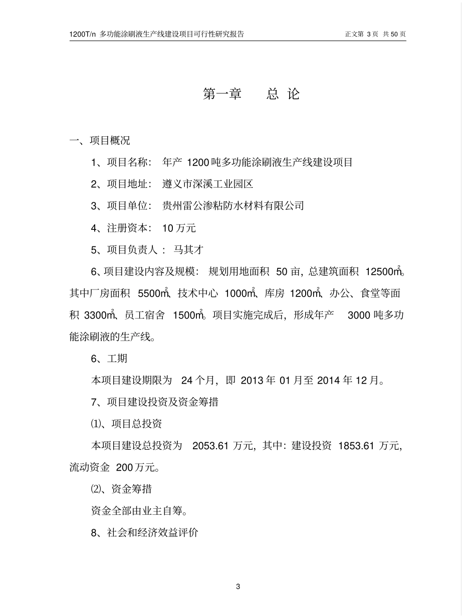 年产1200吨多功能涂刷液生产线建设可行性研究报告_第3页