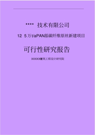 年产125万吨pan基碳纤维原丝建设项目可行性研究报告