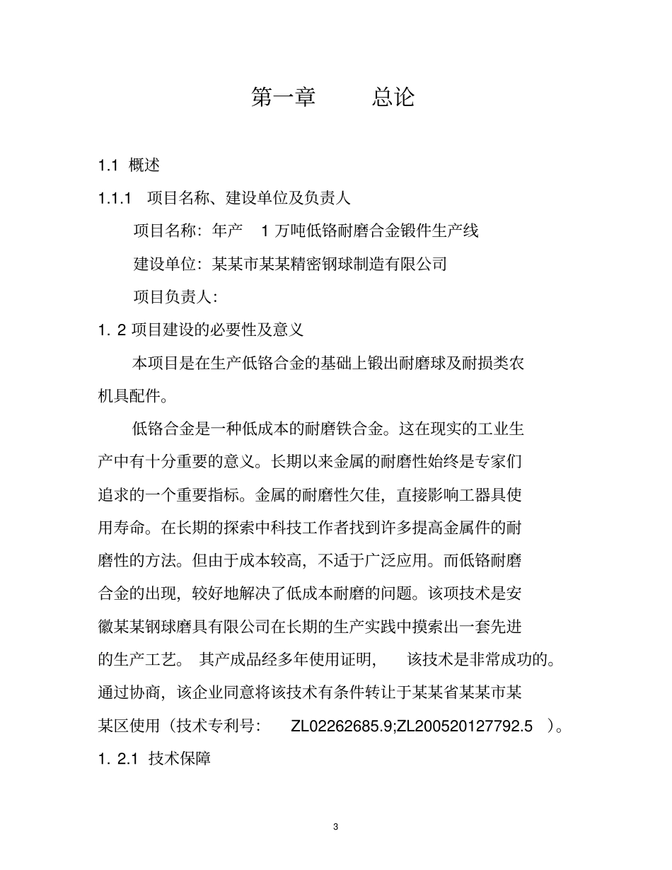 年产1万吨低铬耐磨合金锻件生产线项目可行性研究报告_第3页