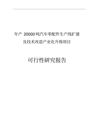 年产20000吨汽车零配件生产线扩建与技术改造产业化升级项目可行性研究报告