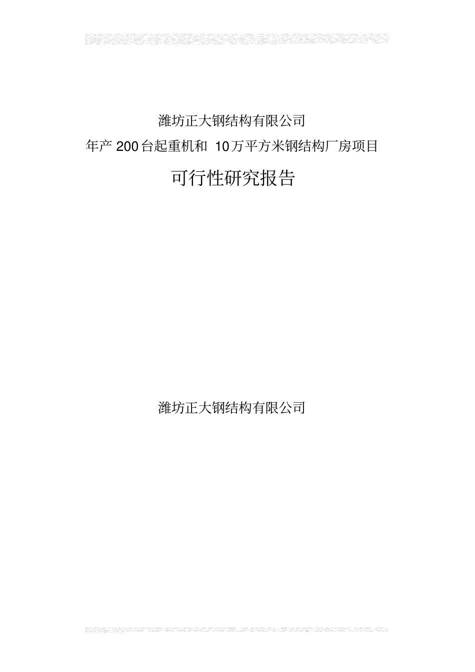 年产200台起重机和10万平方米钢结构厂房项目可行性研究报告_第1页