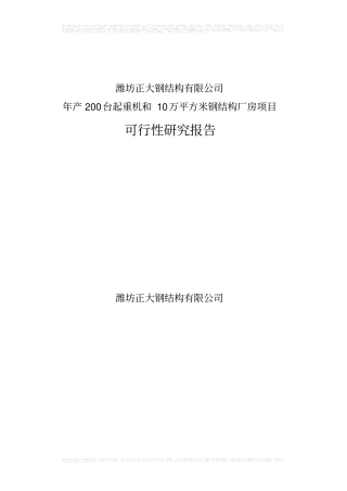 年产200台起重机和10万平方米钢结构厂房项目可行性研究报告