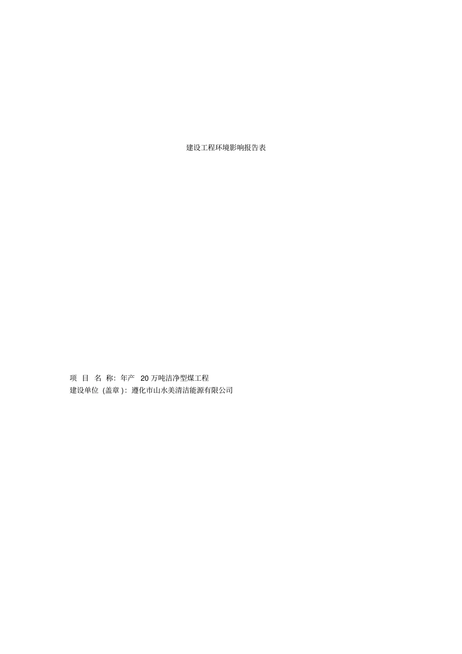年产20万吨洁净型煤项目环境影响评价报告表_第1页