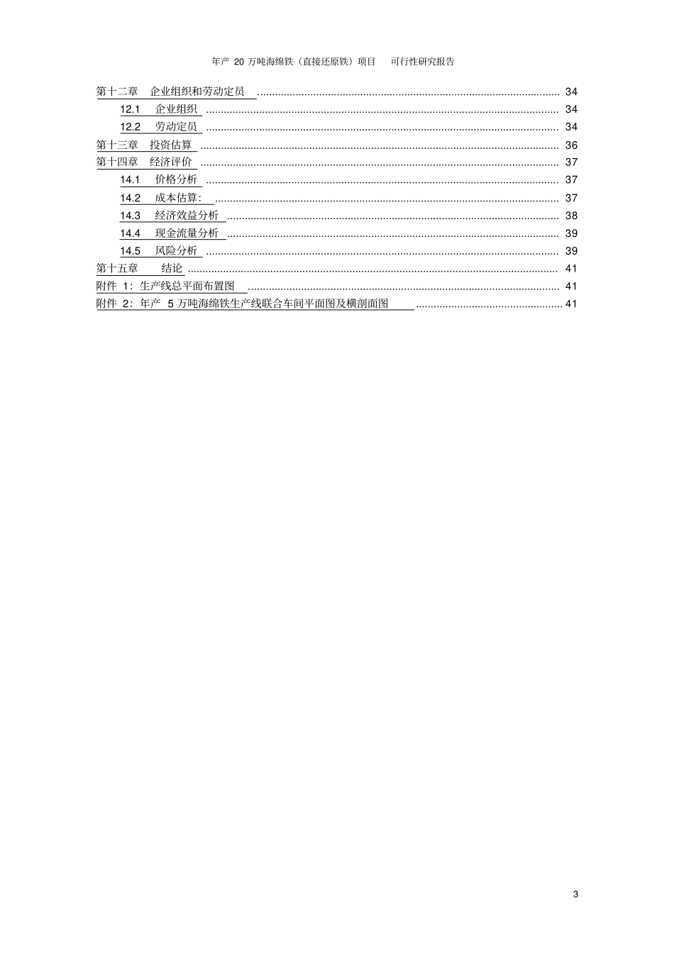 年产20万吨海绵铁直接还原铁项目可行性研究报告_第3页