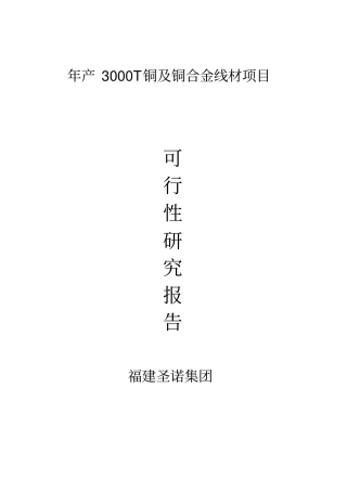 年产3000t铜线材项目可行性研究报告