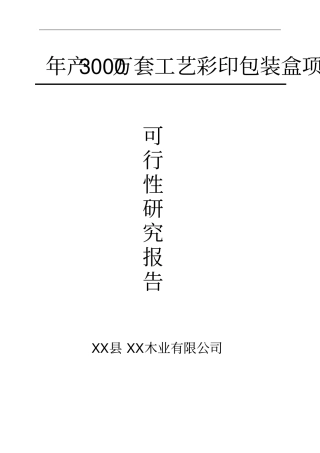 年产3000万套工艺彩印包装盒项目可行性研究报告书