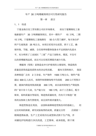 年产30万吨增碳剂项目可行性研究报告代项目可行性研究报告
