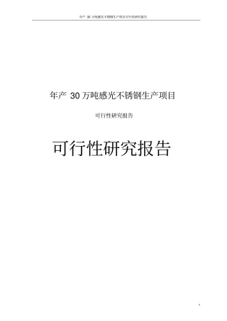 年产30万吨感光不锈钢项目可行性研究报告