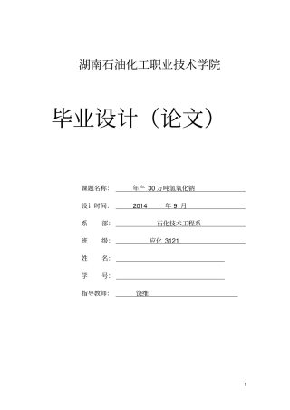 年产30万吨氢氧化钠毕业设计讲解