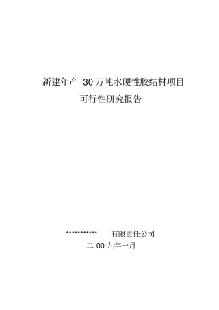 年产30万吨水硬性胶结材新建项目可行性研究报告