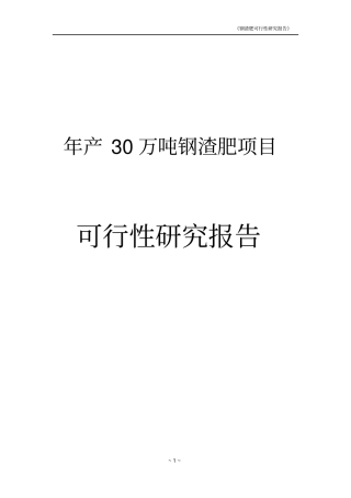 年产30万吨钢渣肥项目可行性研究报告
