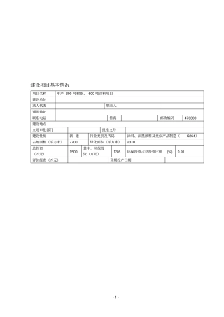 年产350吨树脂500吨涂料项目项目环境影响评价评价报告
