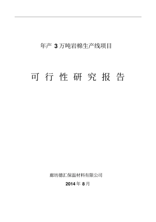 年产3万吨岩棉生产线项目可行性研究报告