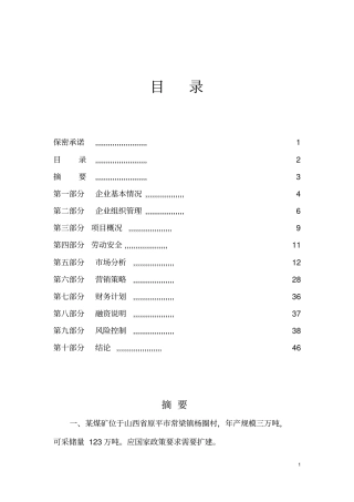 年产3万吨煤矿企业项目可行性研究报告