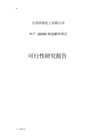 年产3万吨电解锌生产建设项目可行性研究报告