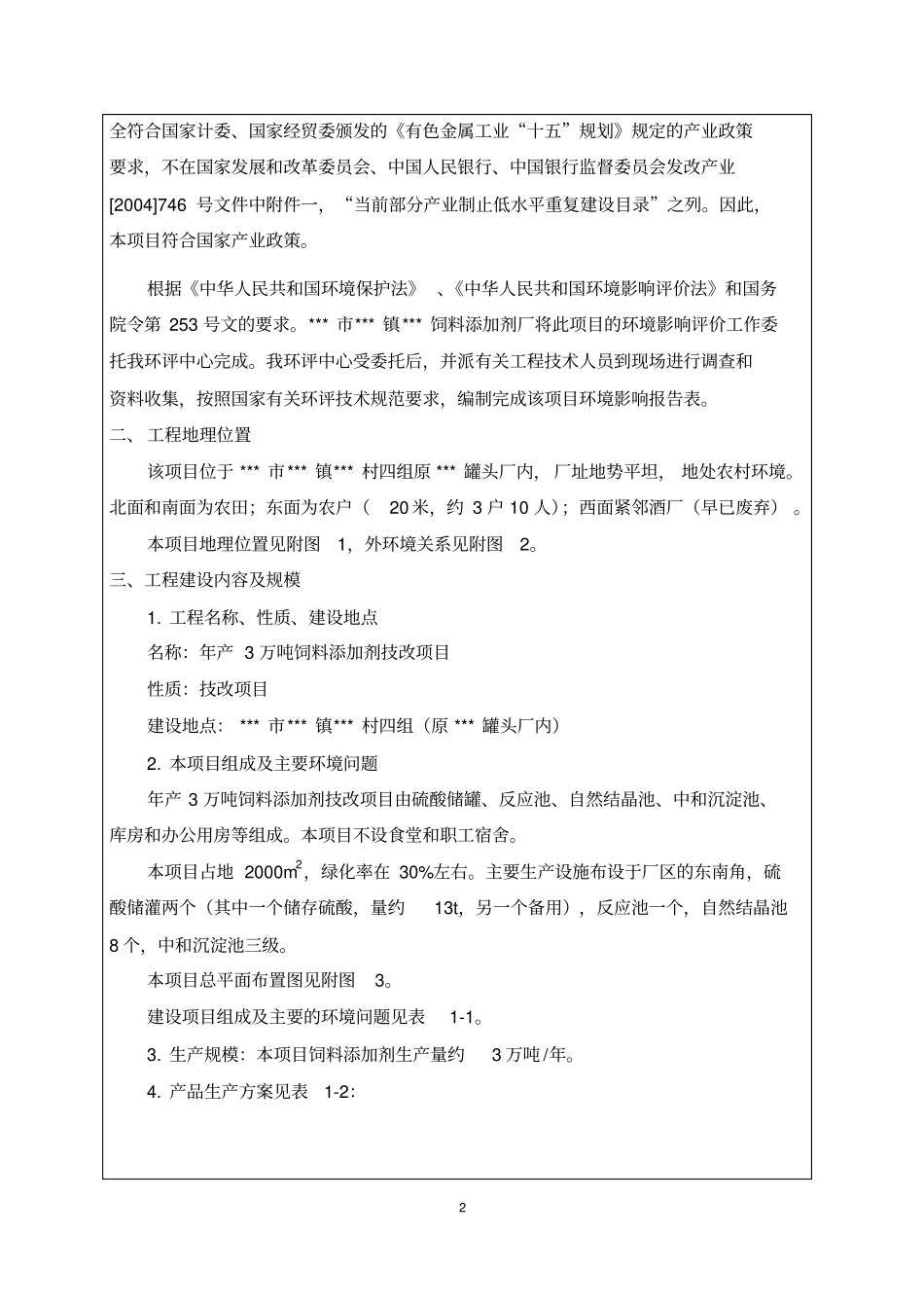 年产3万吨饲料添加剂技改项目环评报告表_第2页