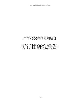 年产4000吨消毒剂项目可行性研究报告