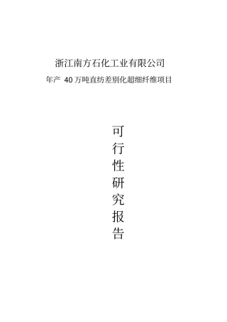年产40万吨直纺差别化超细纤维项目可行性研究报告
