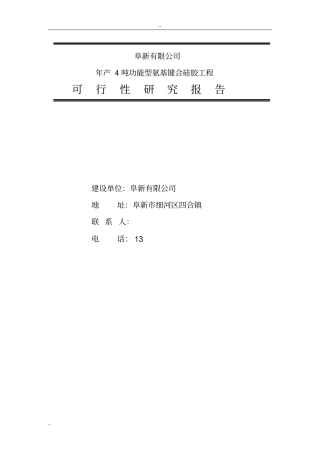 年产4吨功能型氨基键合硅胶工程可行性研究报告-优秀甲级资质资金申请