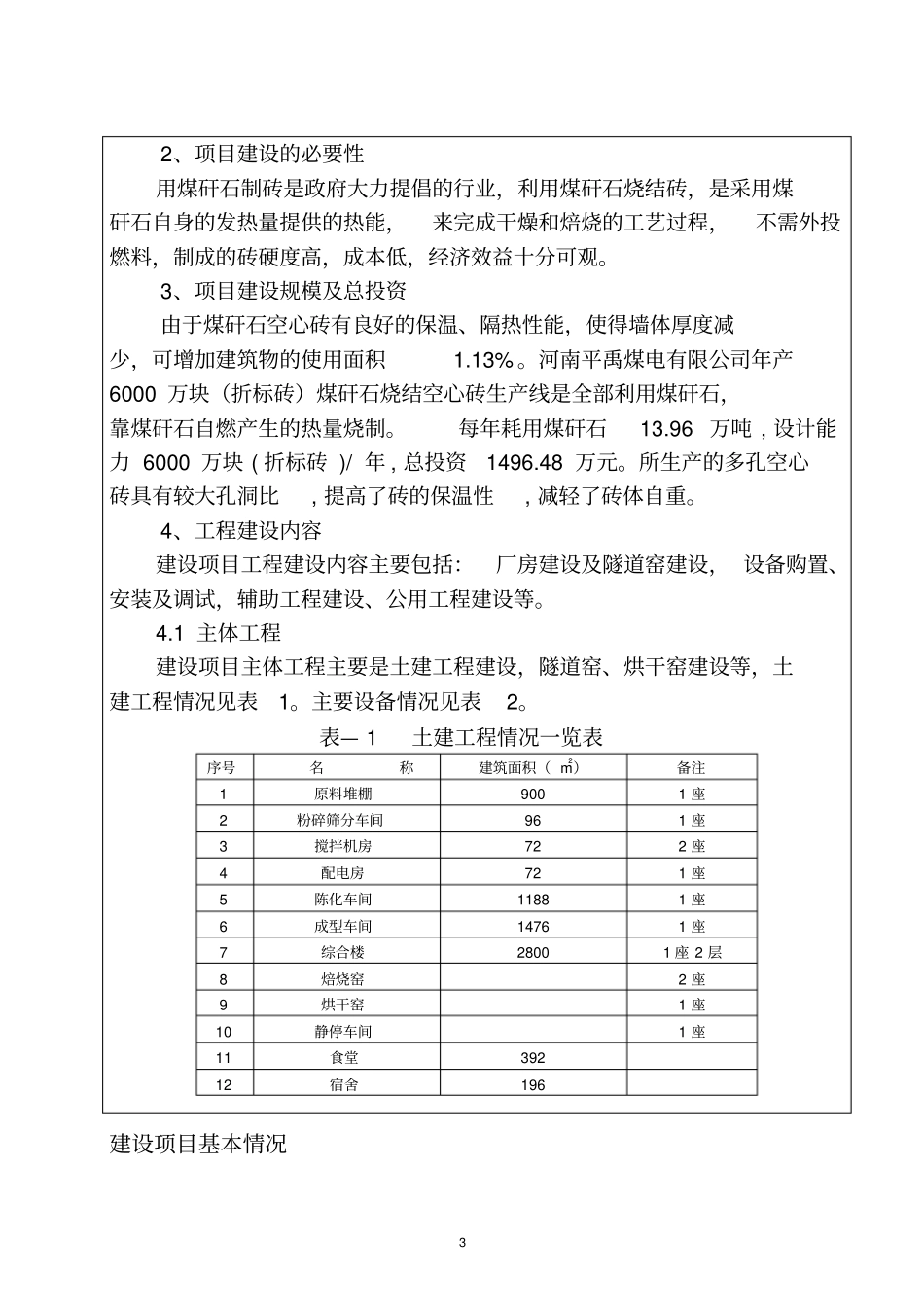 年产5000万块折标砖煤矸石空心砖立项环境影响评价评价报告书_第3页