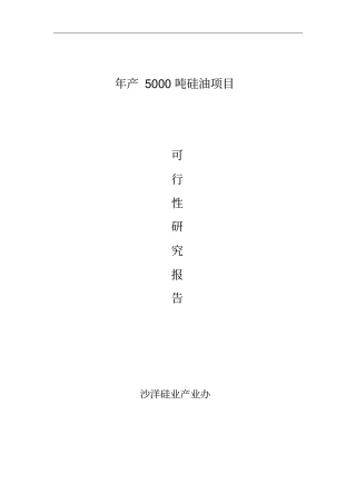 年产5000吨硅油项目可行性研究报告
