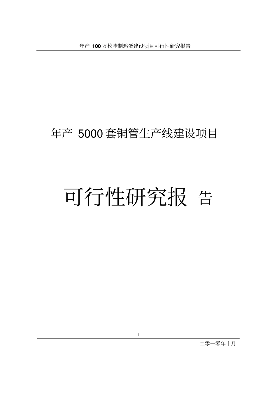 年产5000套铜管生产线项目可行性研究报告_第1页